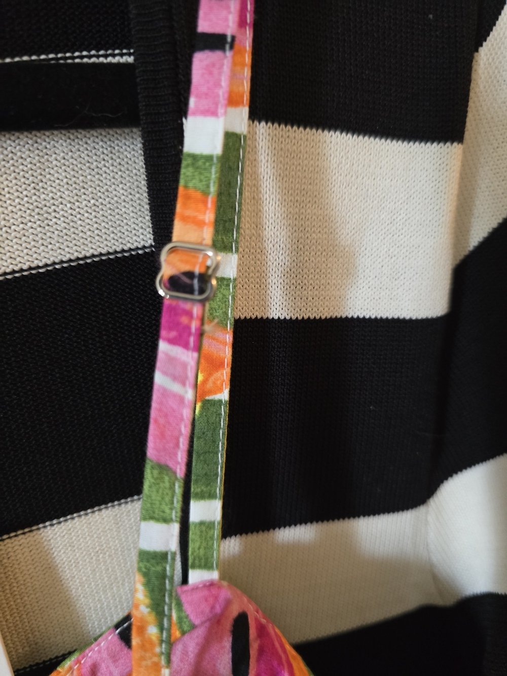 Tropical Stripe Banana Print Spaghetti Strap Shift Dress - Green & Pink - Picture 8 of 9